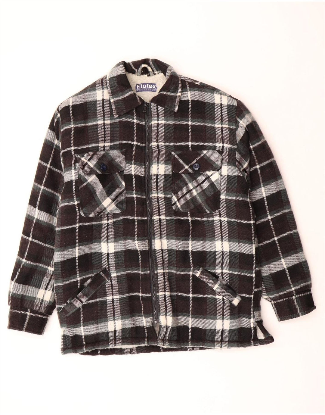 ELUTEX Mens Workwear Sherpa Flannel Shirt Small Multicoloured Check