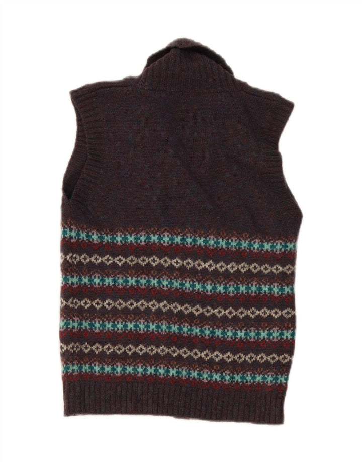 Stanley Blacker Womens Cardigan Sweater UK 10 Small Navy Blue Fair Isle