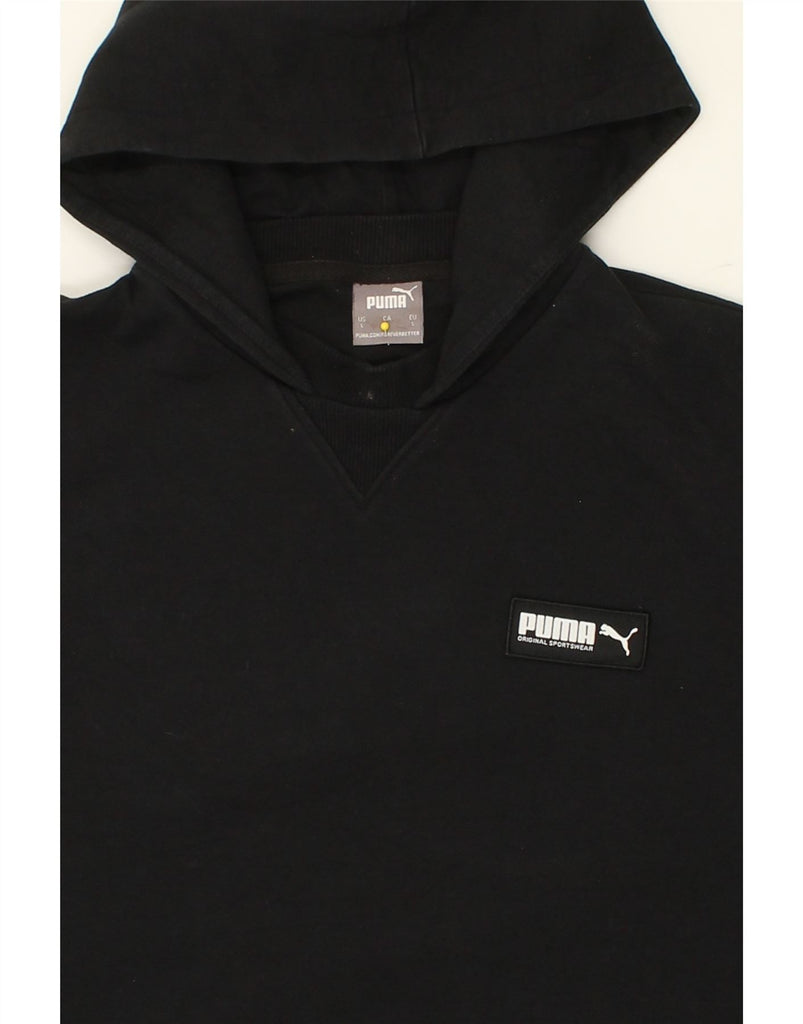 PUMA Mens Hoodie Jumper Large Black Cotton | Vintage Puma | Thrift | Second-Hand Puma | Used Clothing | Messina Hembry 