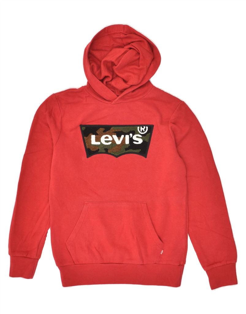 LEVI'S Boys Graphic Hoodie Jumper 13-14 Years Red Cotton | Vintage Levi's | Thrift | Second-Hand Levi's | Used Clothing | Messina Hembry 