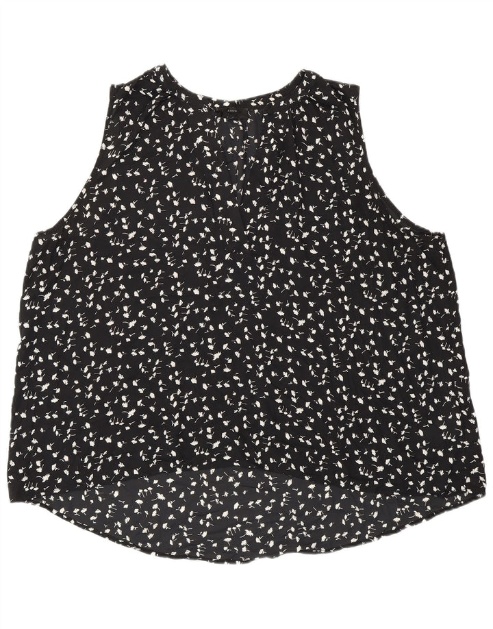 J. CREW Womens 365 Sleeveless Blouse Top UK 20 2XL Black Floral Polyester