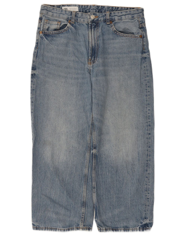Zara Womens Crop High Waist Jeans EU 38 Small W28 L24 Blue Cotton