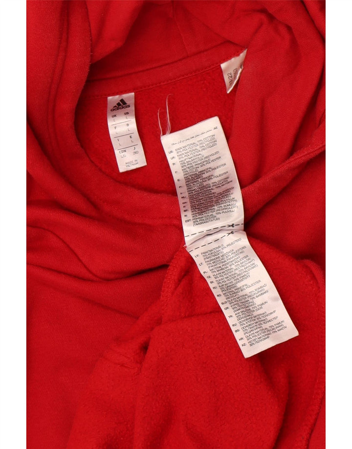 Adidas Mens Hoodie Jumper Large Red Cotton