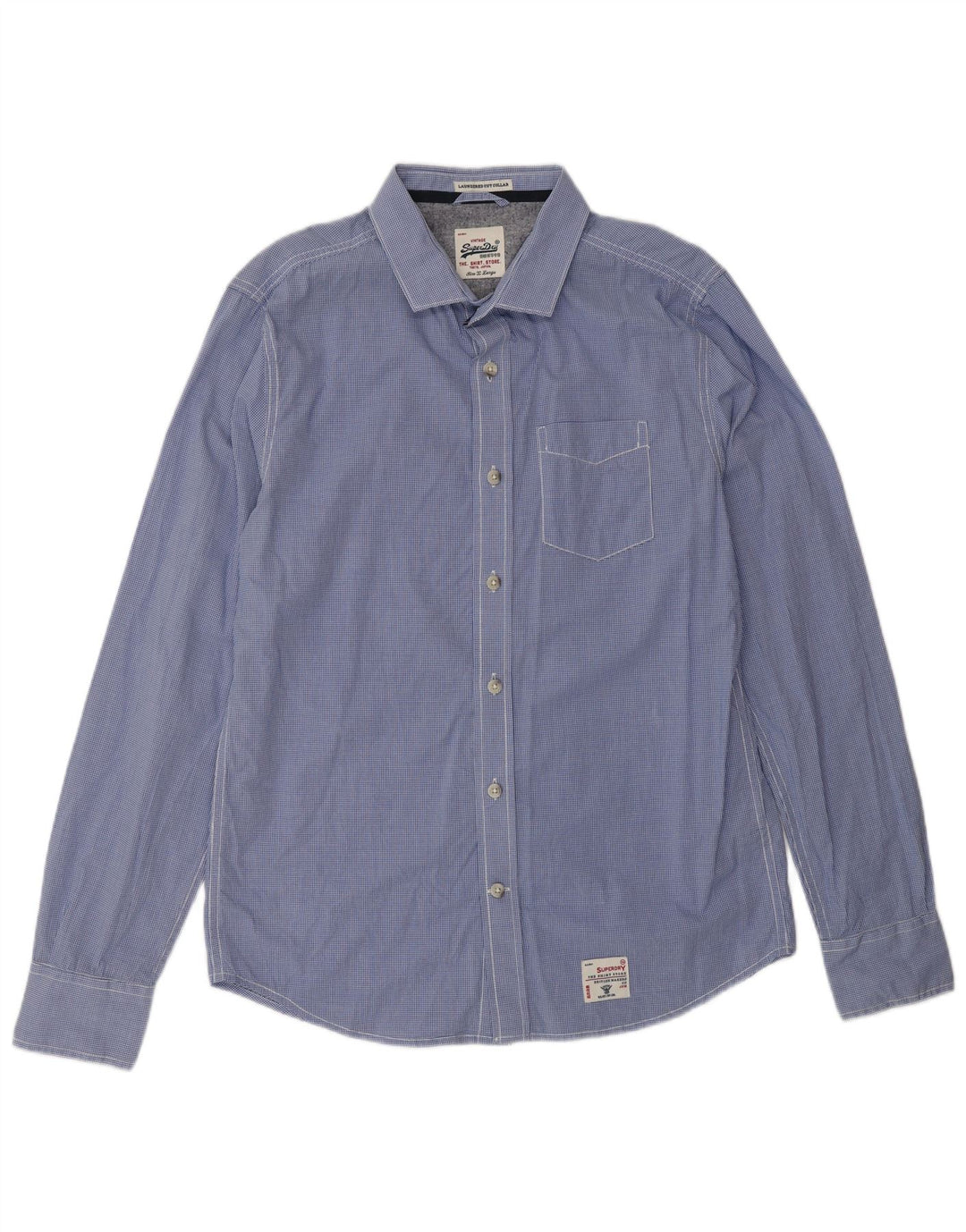 SUPERDRY Mens Shirt XL Blue Gingham Cotton