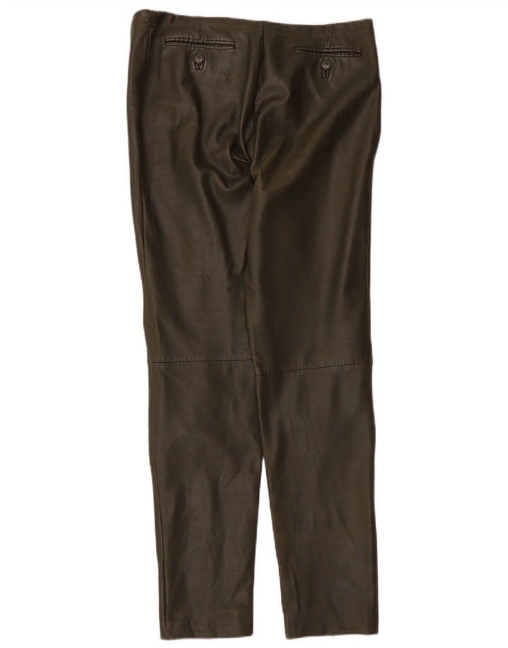 Vintage Womens Leather Trousers W32 L29 Khaki