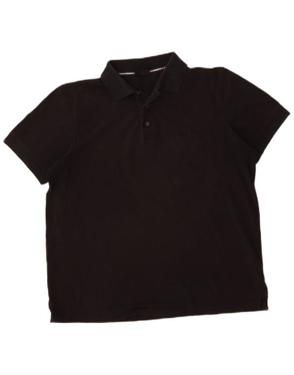 HUGO BOSS Mens Polo Shirt Large Black Cotton