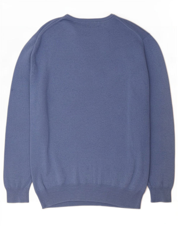 Crew Clothing Mens V-Neck Jumper Sweater Large Blue Cotton