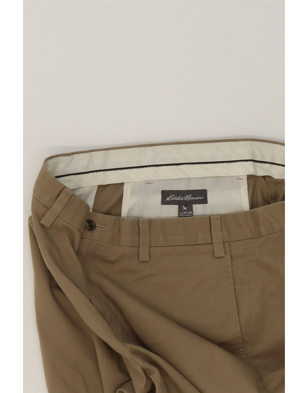 EDDIE BAUER Mens Straight Chino Trousers W36 L30 Beige Cotton Vintage Eddie Bauer and Second-Hand Eddie Bauer from Messina Hembry 