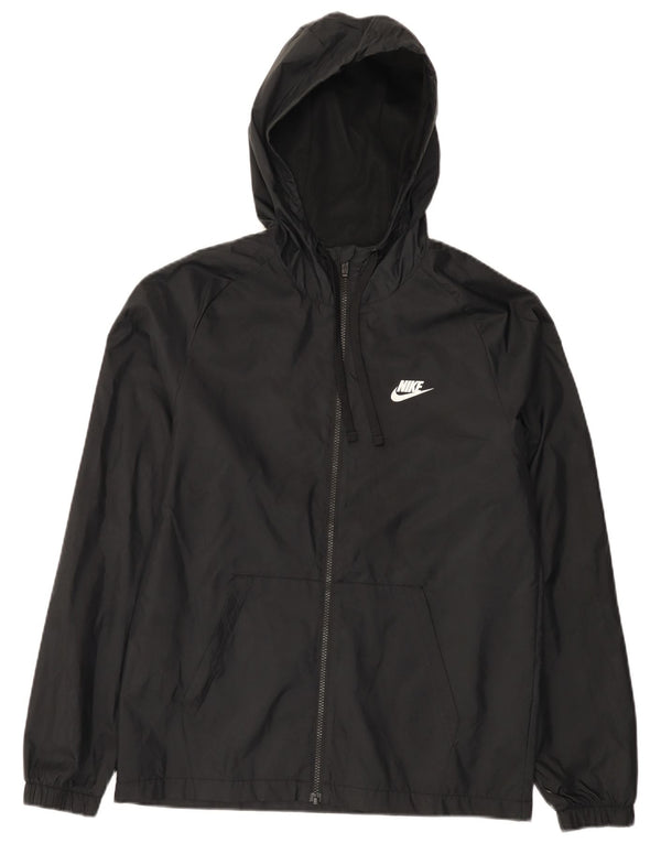 Nike Mens Hooded Rain Jacket UK 36 Small Black Nylon