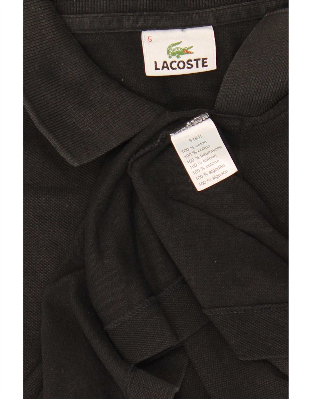 Lacoste Mens Polo Shirt Size 5 Large Black Cotton
