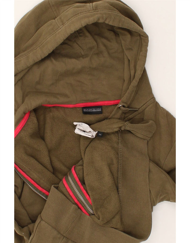 NAPAPIJRI Womens Zip Hoodie Sweater UK 14 Medium Khaki Cotton | Vintage Napapijri | Thrift | Second-Hand Napapijri | Used Clothing | Messina Hembry 