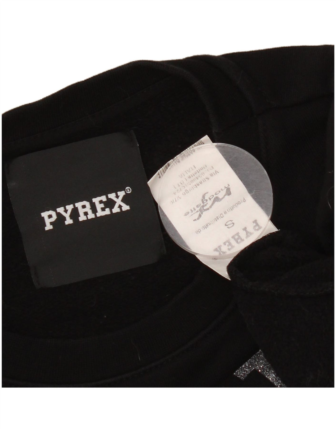 Pyrex Womens Graphic Oversized Sweatshirt Jumper UK 10 Small Black Cotton