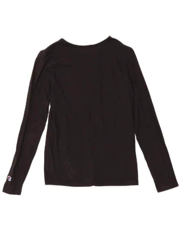 Champion Boys Graphic Top Long Sleeve 13-14 Years Black Cotton Sports