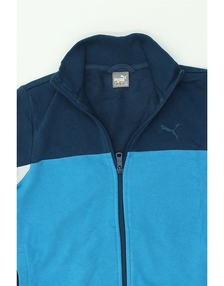 PUMA Boys Tracksuit Top Jacket 9-10 Years Medium Blue Colourblock Cotton | Vintage Puma | Thrift | Second-Hand Puma | Used Clothing | Messina Hembry 