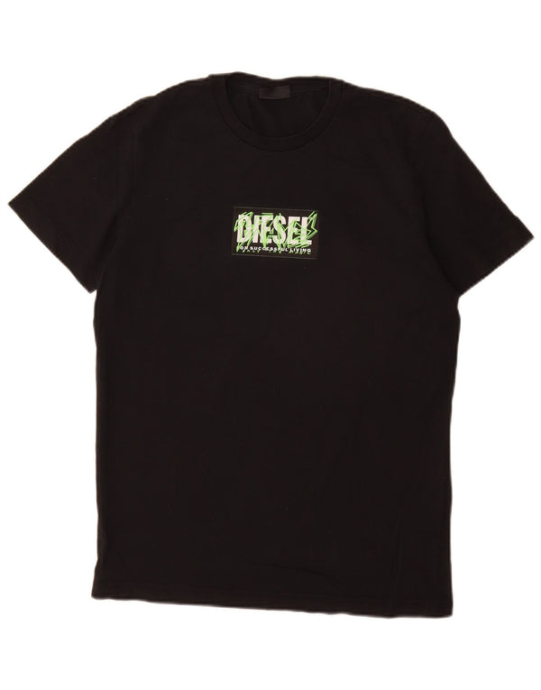Diesel Mens Graphic T-Shirt Top Small Black Cotton