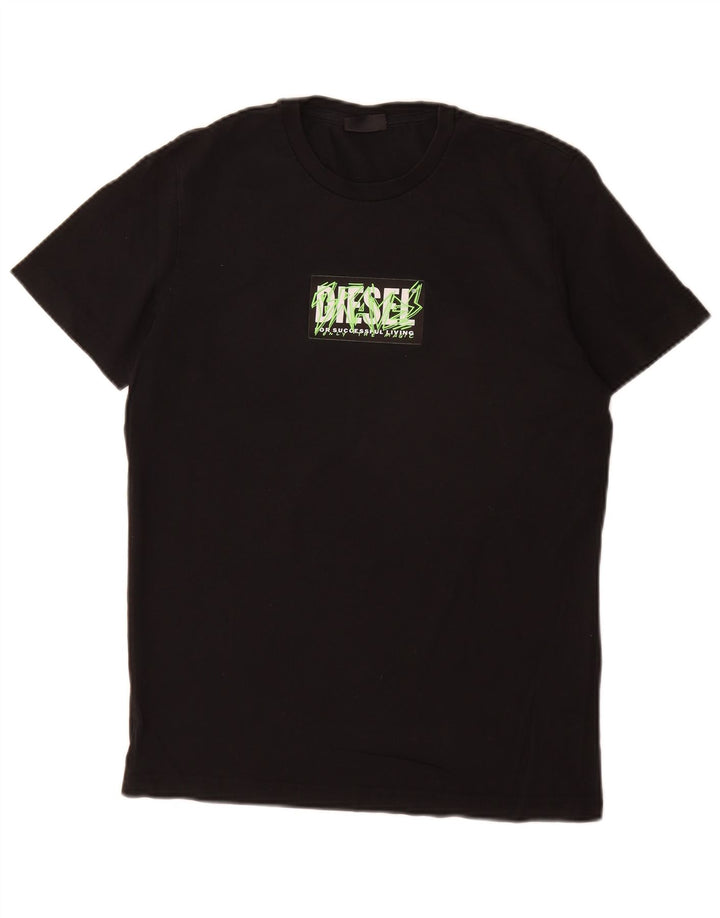 Diesel Mens Graphic T-Shirt Top Small Black Cotton