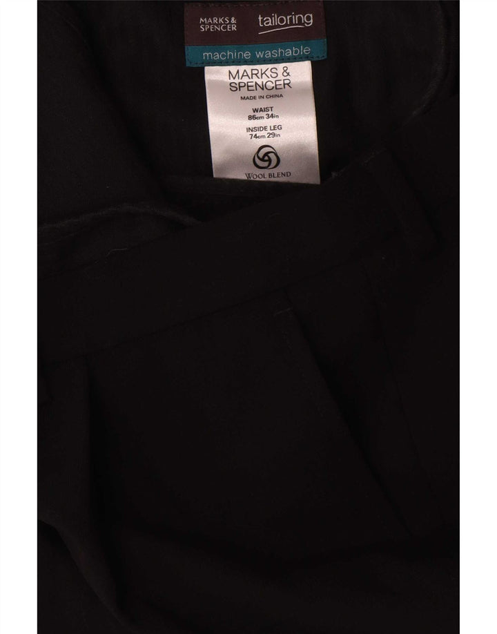 Marks & Spencer Mens Tailored Pegged Suit Trousers W34 L29 Black Polyester