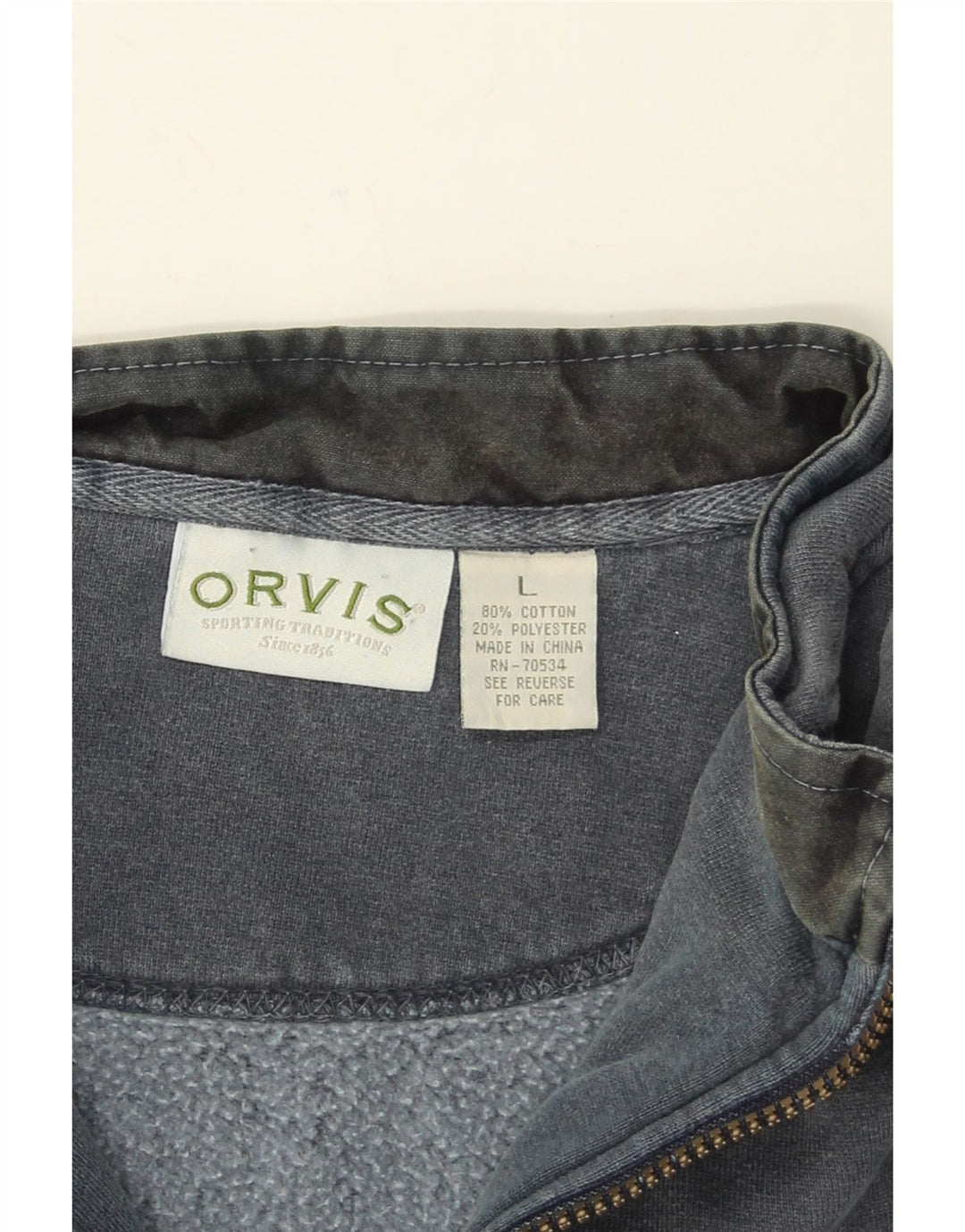 Orvis Mens Zip Neck Sweatshirt Jumper Large Grey Cotton