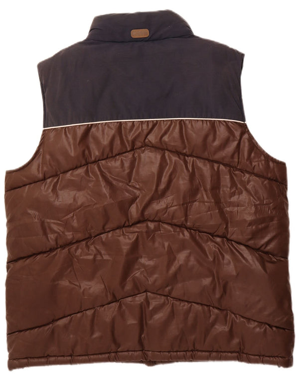 PUFFA Mens Padded Gilet UK 44 2XL Brown Colourblock Polyester