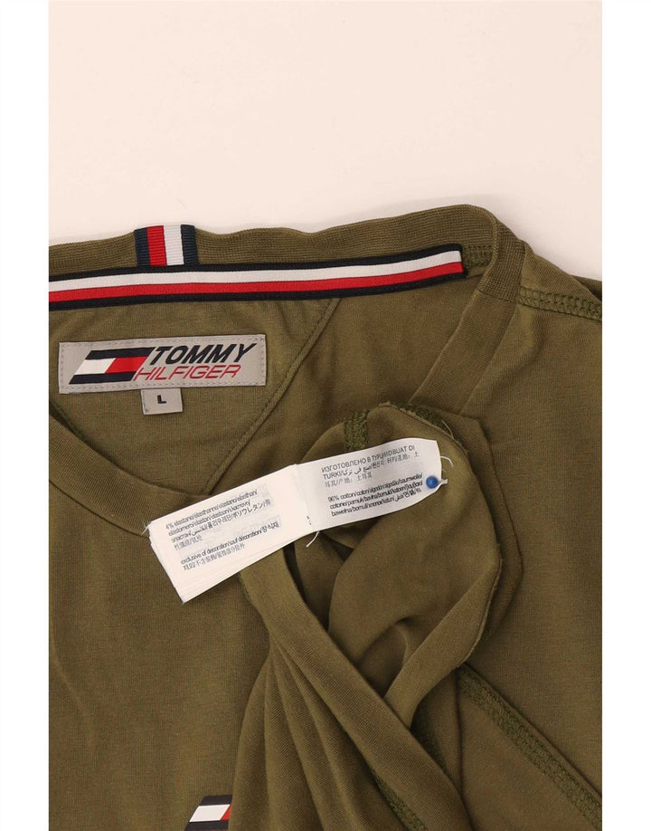 Tommy Hilfiger Mens T-Shirt Top Large Khaki Cotton