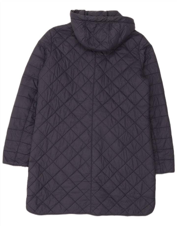 Barbour Womens Hooded Quilted Overcoat UK 14 Large  Navy Blue Polyamide