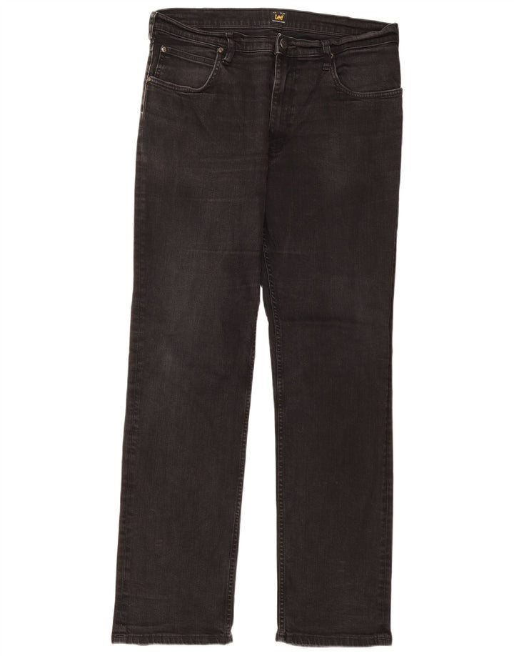Lee Womens Brooklyn Straight Jeans W36 L34 Black Cotton
