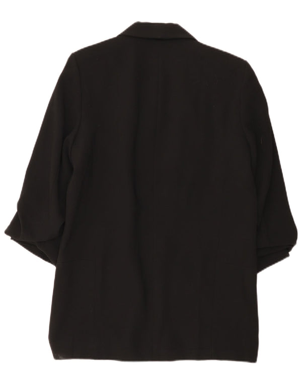 Zara Womens 3/4 Sleeve Open Blazer Jacket UK 14 Medium Black