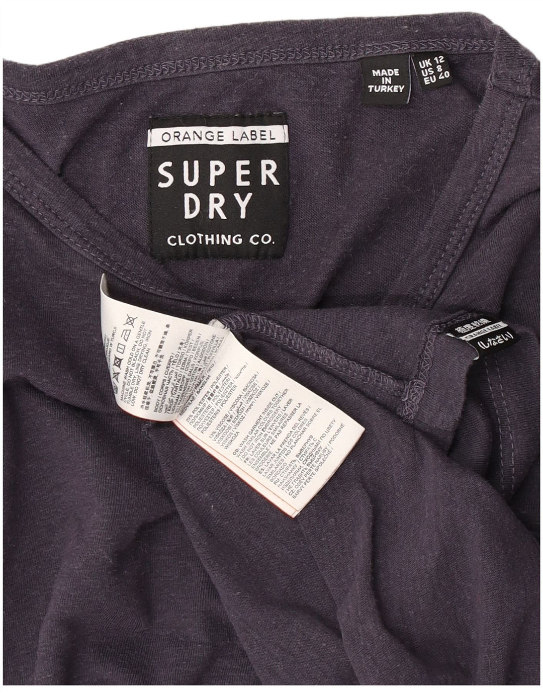 Superdry Womens Top Long Sleeve UK 12 Medium Navy Blue Cotton