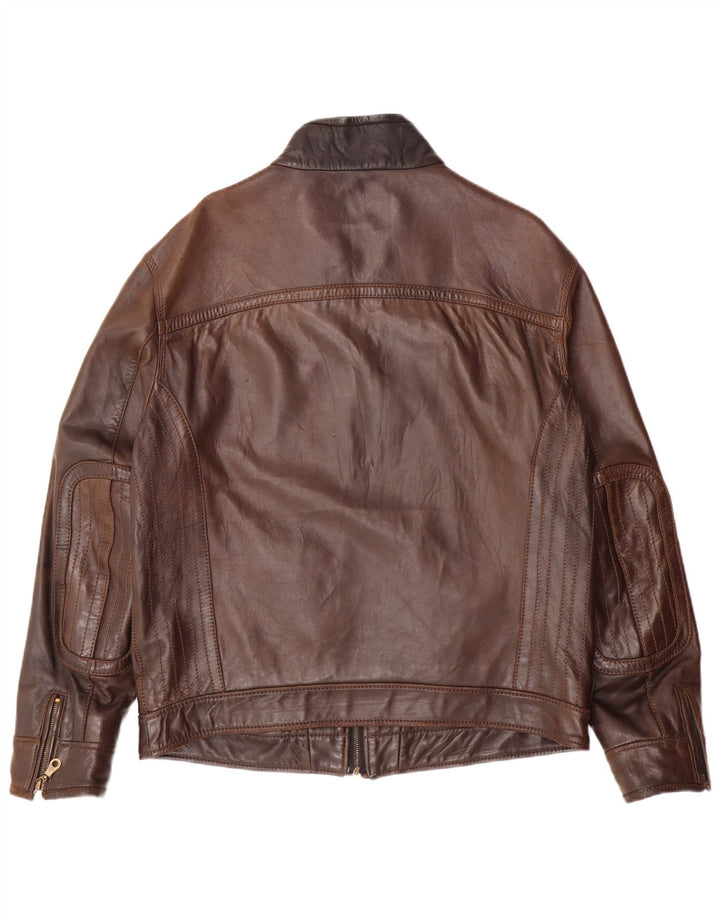 VINTAGE Mens Leather Jacket UK 38 Medium Brown