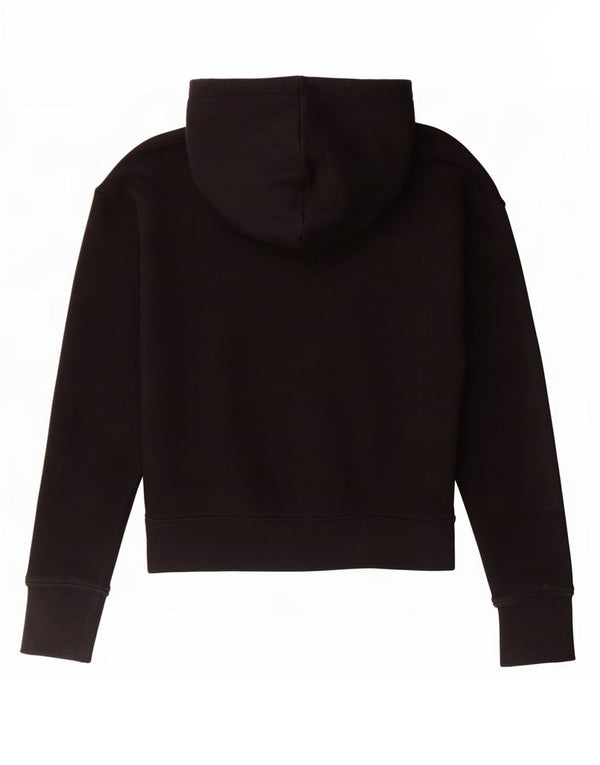 Nike Girls Graphic Crop Hoodie Jumper 12-13 Years Large Black Cotton