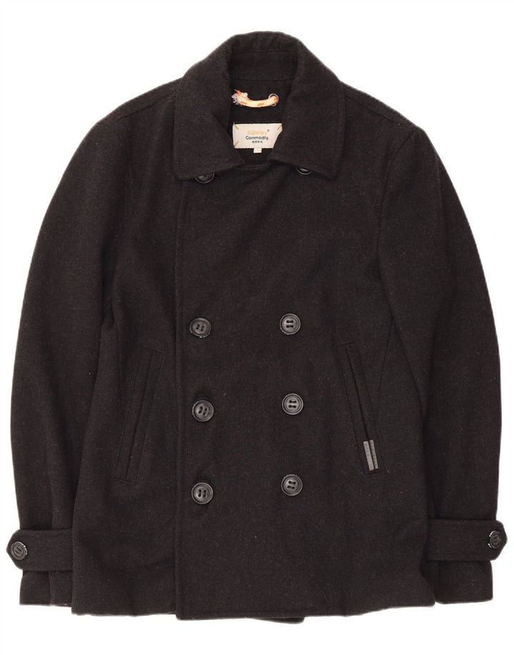 Superdry Mens Pea Coat UK 38 Medium Black Wool