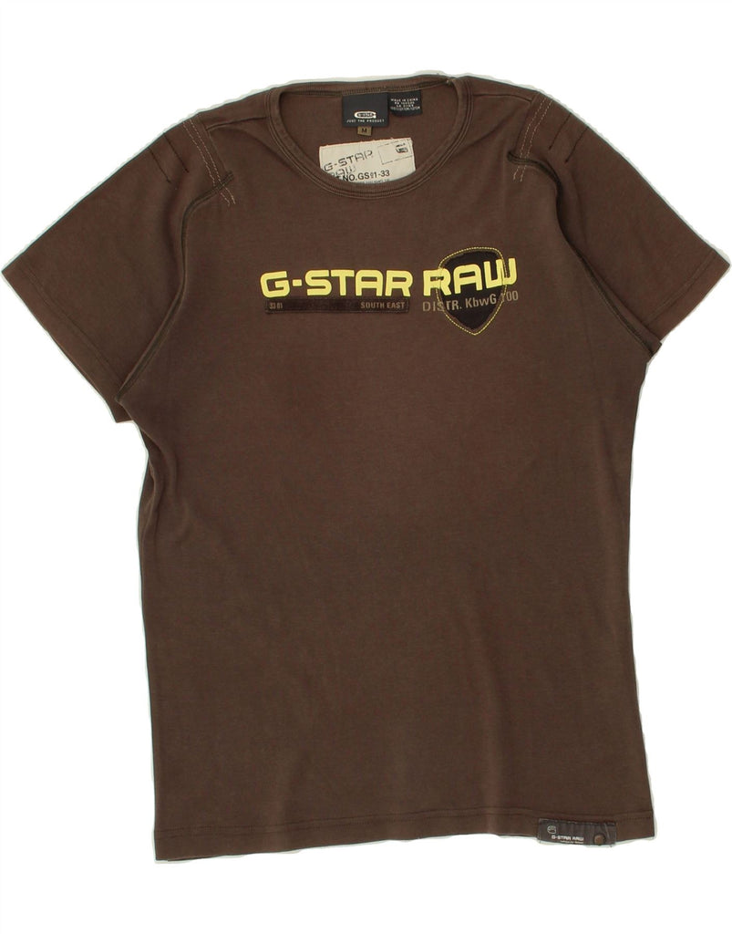 G-STAR Womens Graphic T-Shirt Top UK 14 Medium Brown Cotton | Vintage G-Star | Thrift | Second-Hand G-Star | Used Clothing | Messina Hembry 