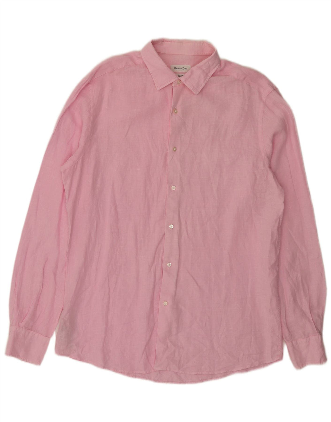 Massimo Dutti Mens Shirt Large Pink Linen