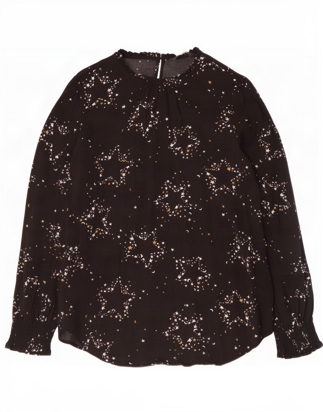 Marks & Spencer Womens Abstract Pattern Blouse Top UK 14 Large Black