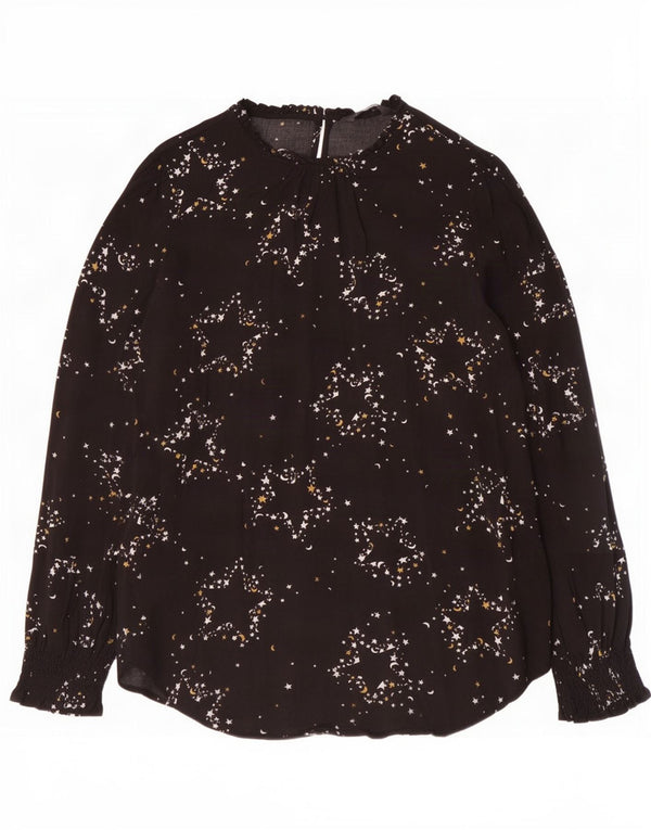 Marks & Spencer Womens Abstract Pattern Blouse Top UK 14 Large Black