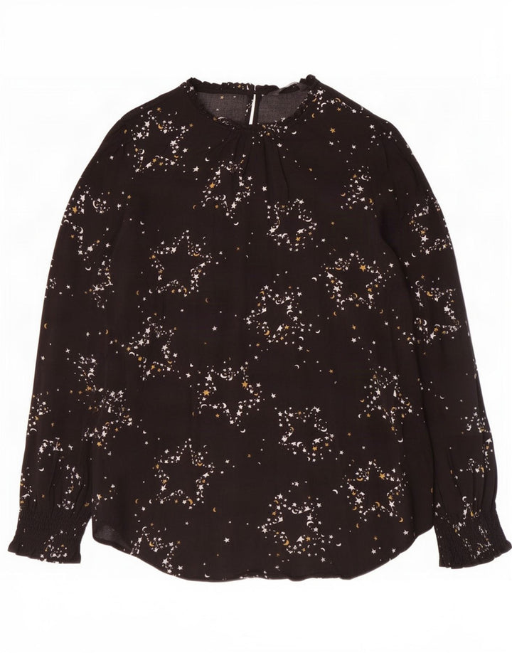 Marks & Spencer Womens Abstract Pattern Blouse Top UK 14 Large Black