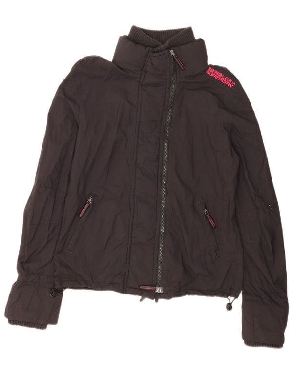 Superdry Womens Graphic Windbreaker Jacket UK 16 Large Black Nylon
