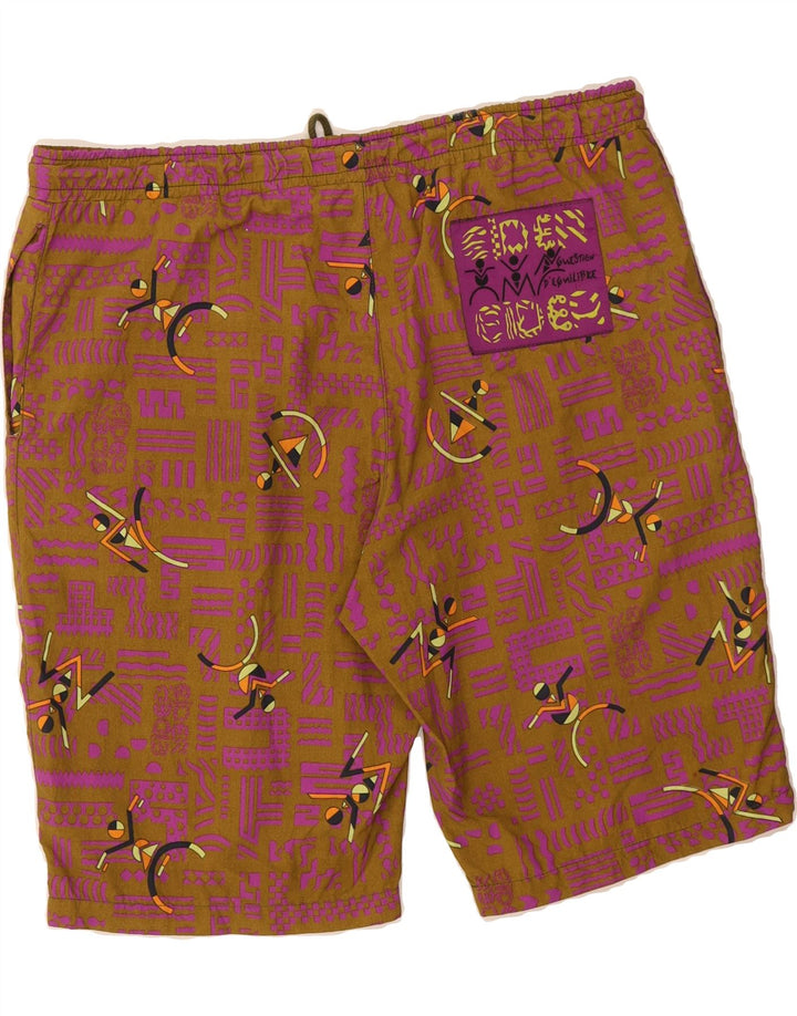 VINTAGE Mens Abstract Pattern Sport Shorts XL Brown Vintage Vintage and Second-Hand Vintage from Messina Hembry 