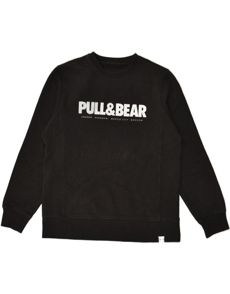 PULL & BEAR Mens Graphic Sweatshirt Jumper Small Black | Vintage Pull & Bear | Thrift | Second-Hand Pull & Bear | Used Clothing | Messina Hembry 