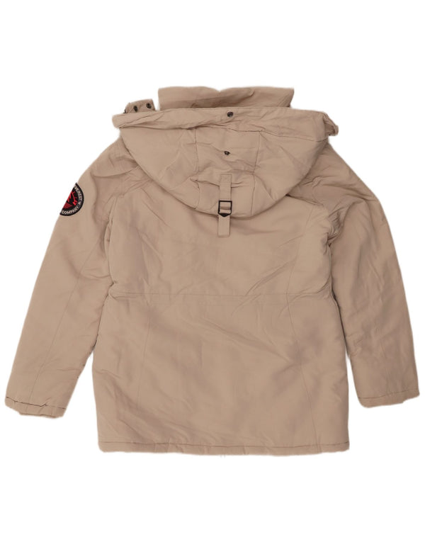 Superdry Womens Hooded Parka Jacket UK 12 Medium Beige