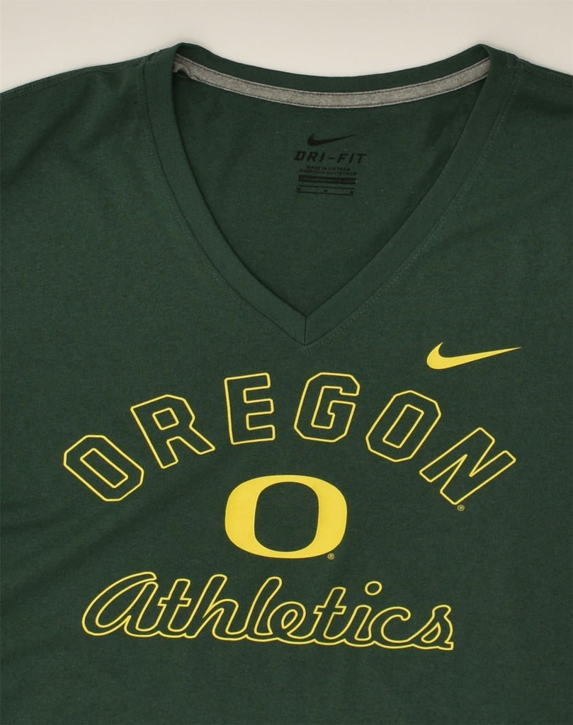 NIKE Womens Oregon Athletics Graphic T-Shirt Top UK 12 Medium Green | Vintage Nike | Thrift | Second-Hand Nike | Used Clothing | Messina Hembry 