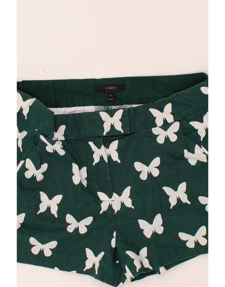 J. CREW Womens Abstract Pattern Hot Pants US 2 XS W32 Green Vintage J. Crew and Second-Hand J. Crew from Messina Hembry 