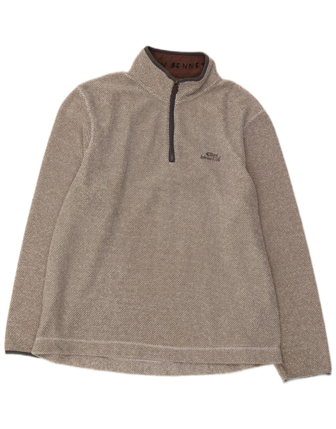 WEIRD FISH Mens Zip Neck Fleece Jumper XL Grey Polyester