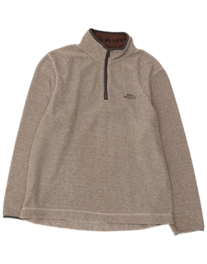 WEIRD FISH Mens Zip Neck Fleece Jumper XL Grey Polyester