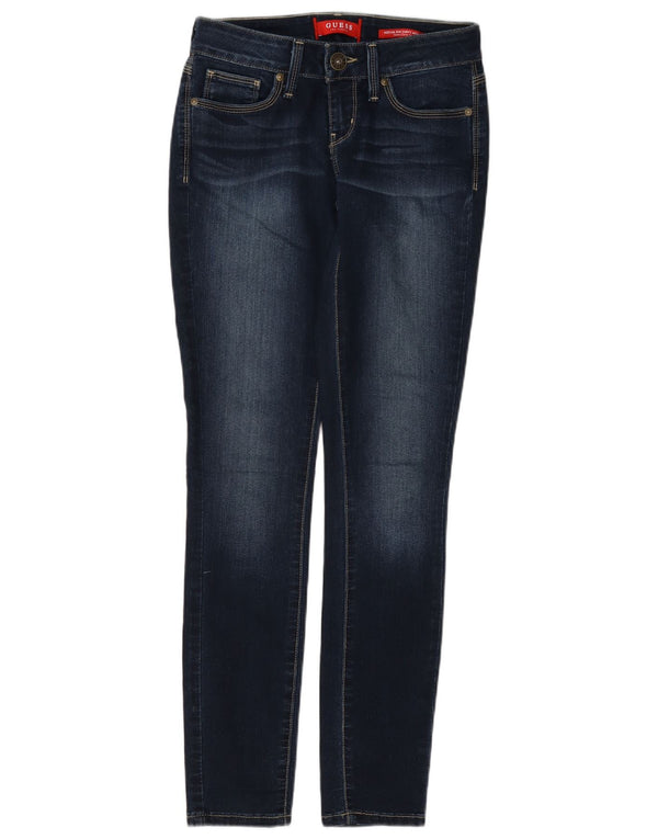 Guess Womens Slight Curve Mid Rise Skinny Jeans W27 L30 Navy Blue Cotton
