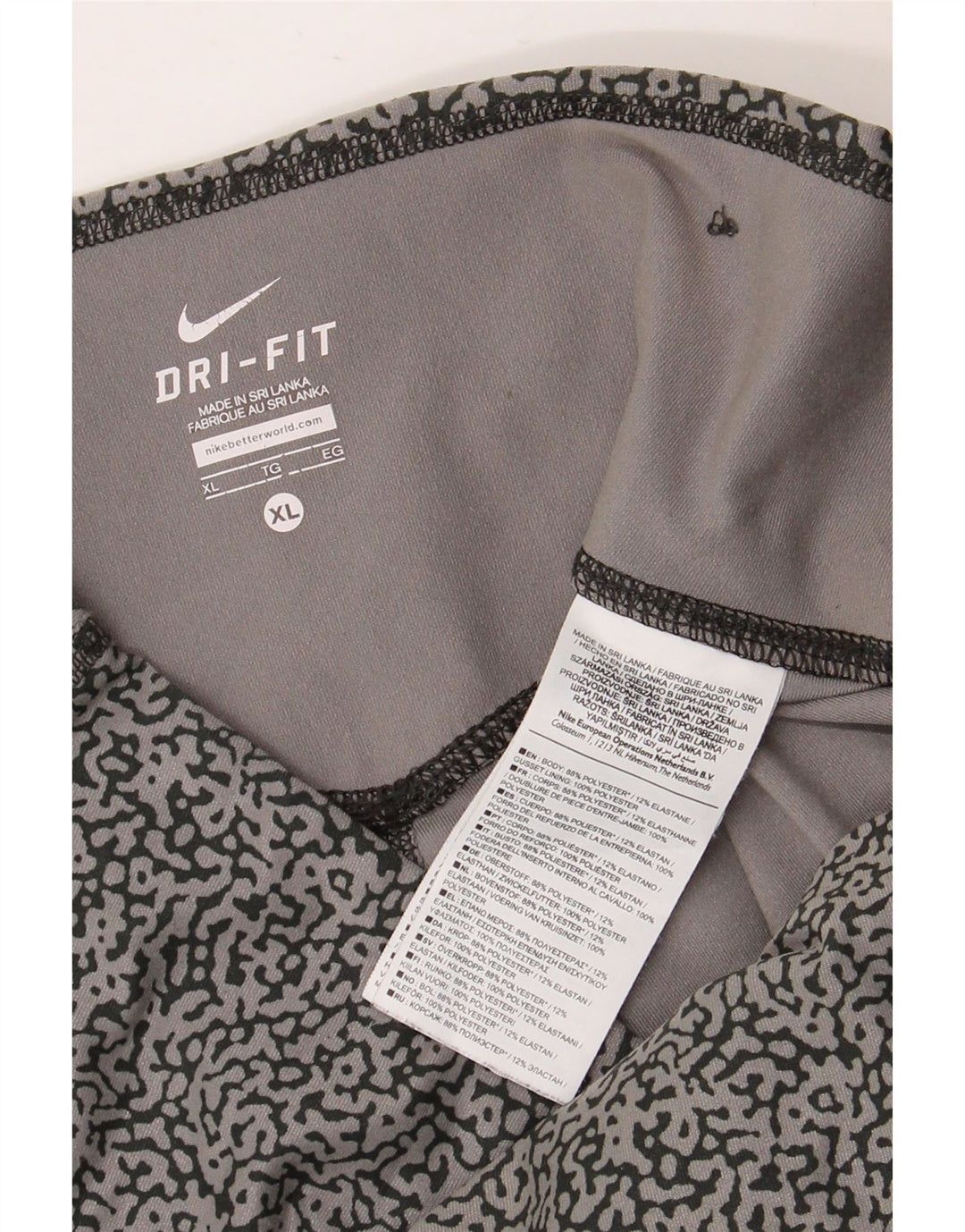 NIKE Womens Dri Fit Leggings UK 18 XL  Grey Animal Print Polyester