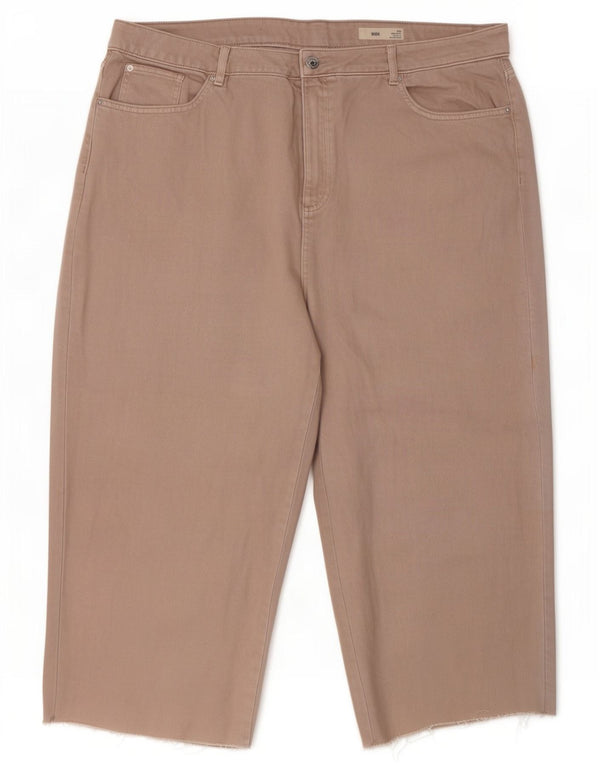Marks & Spencer Womens Capri Wide Leg Jeans UK 20 2XL W40 L24 Beige