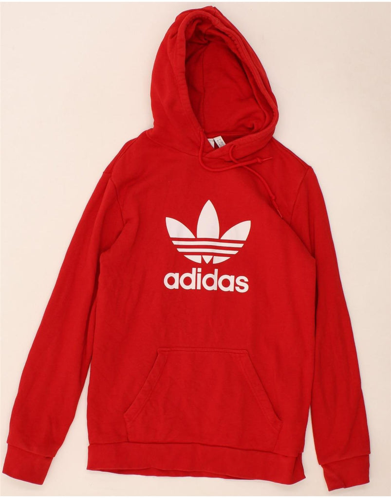 ADIDAS Mens Graphic Hoodie Jumper Small Red Cotton Vintage Adidas and Second-Hand Adidas from Messina Hembry 