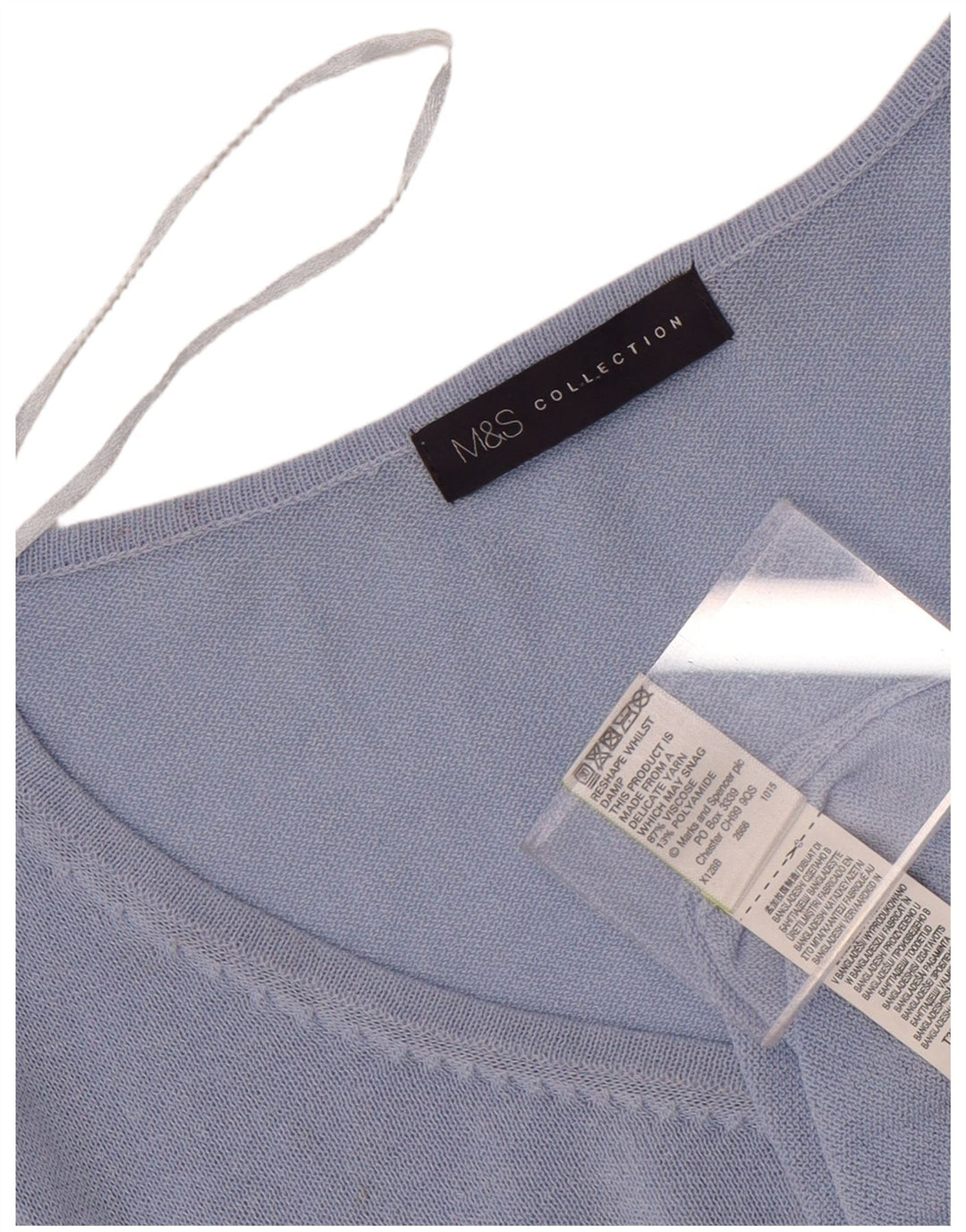 Marks & Spencer Womens Top Long Sleeve UK 8 Small Blue Viscose