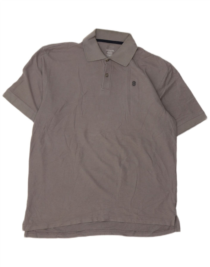 IZOD Mens Polo Shirt Large Grey Polyester